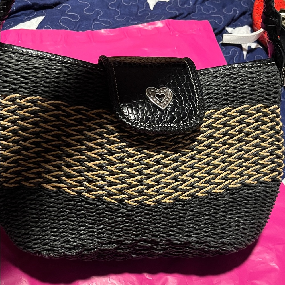 Brighton Black and Tan Woven Women's Bag EUC  immaculate condition